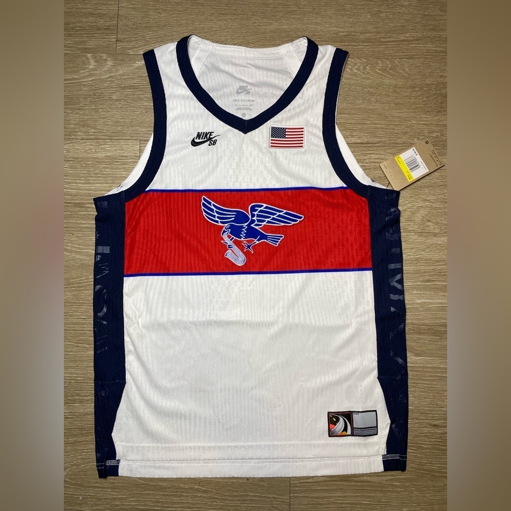 Men's SMALL Nike SB USA Dri-FIT ADV 2024 Olympics Skate Jersey Tank FZ4073-100